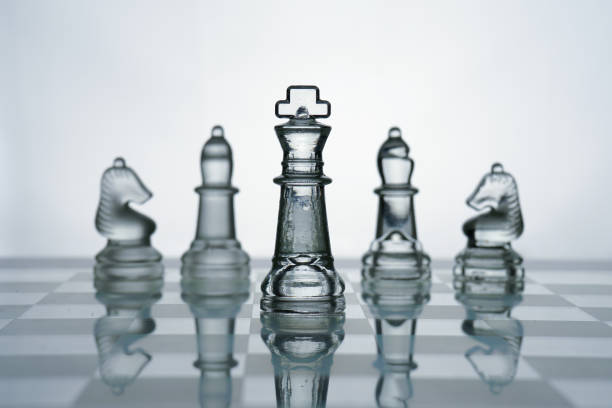 istock Transparent glass chess isolated on white 1327345242