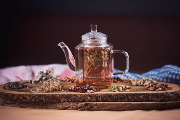 istock Herbal Tea Served on Wooden Plate 1327347672