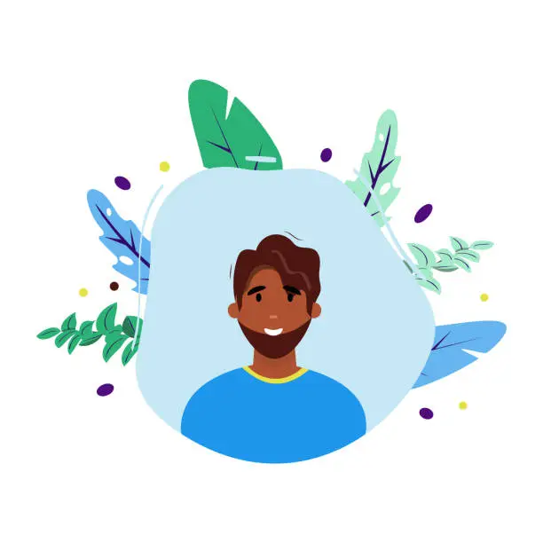 Vector illustration of Happy young African man.