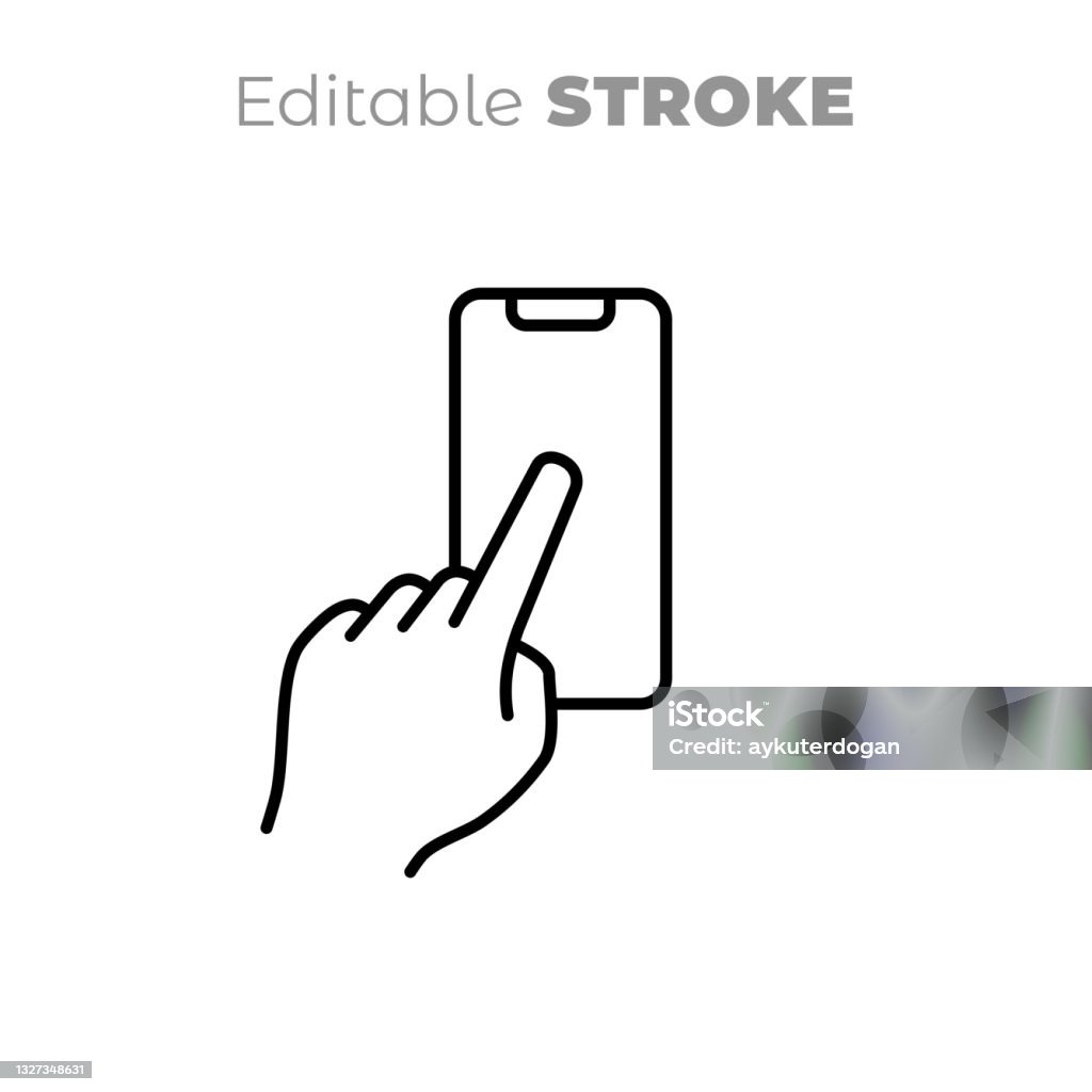 Phone Tap Vector Hand Tapping Mobile Phone Stock Illustration - Download Image Now ...