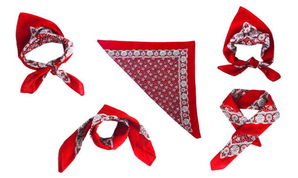 Red kerchief bandana with a pattern, isolated stock photo