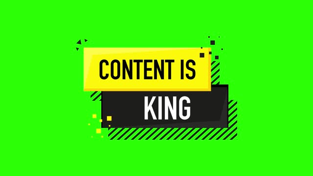 Content is king, flat icon, on a white background. Motion graphics.