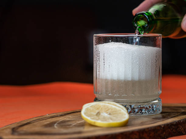 sparkling water with salt and lemon