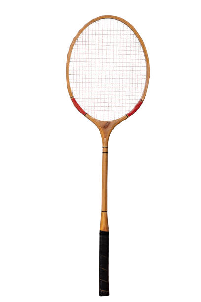 istock Wooden racket for playing badminton. Team game accessories. Isolated background. 1327356837