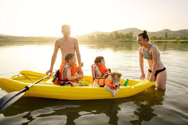 istock Family kayaking on the lake 1327358809