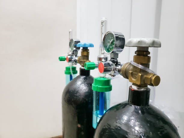 istock oxygen gas cylinders and regulators as breathing aids 1327364966