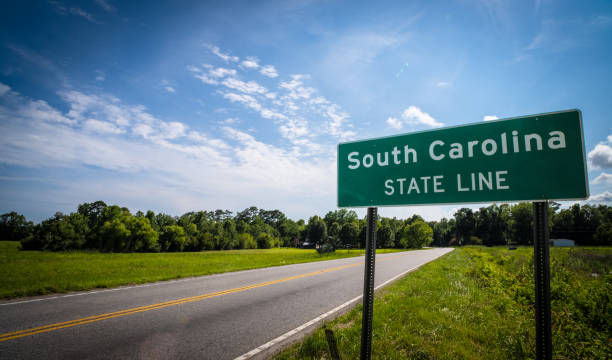 South Carolina State Line A sign at the South Carolina state line. south carolina stock pictures, royalty-free photos & images