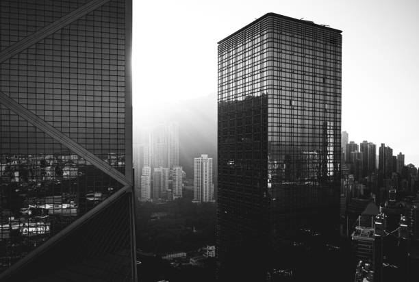 istock Black and White Hong Kong Skyline View 1327375306