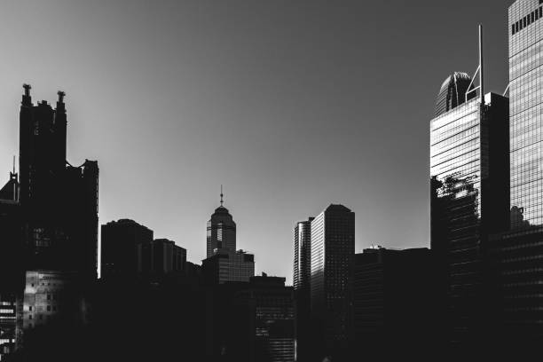 istock Black and White Hong Kong Skyline View 1327375319