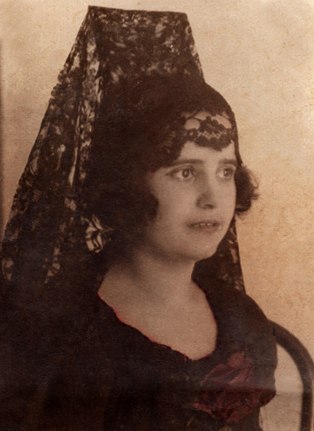 Vintage portrait of a young girl. The shot was taken around 1924 year.