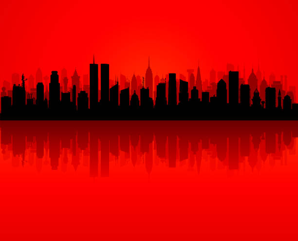 twin towers (alle gebäude sind beweglich und vollständig) - twin towers manhattan stock-grafiken, -clipart, -cartoons und -symbole