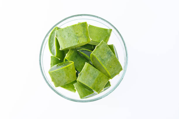 Aloe vera slices in the bowl