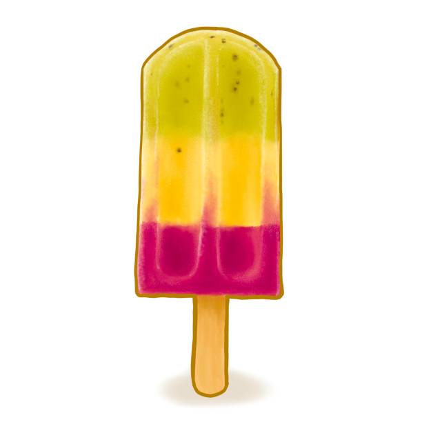 istock Fruit ice cream popsicle, frozen ice lolly stick with  orange, passion fruit and kiwi 1327385721