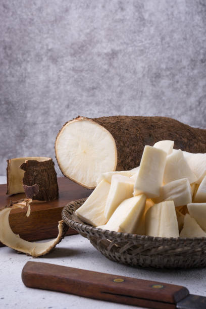 istock cassava or manihot, also known as manioc, yuca or brazillian arrowroot, ready for cooking 1327386655