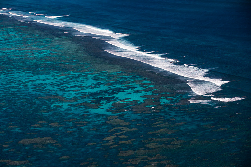 Aerial view of tropical coastline