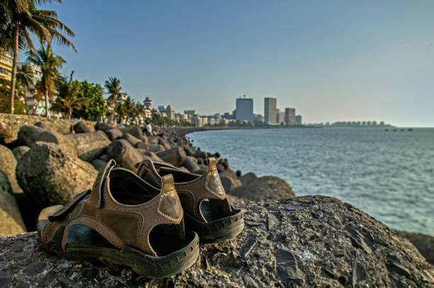 Sandel on Tetrapod at Marine Drive Sandel on Tetrapod at Marine Drive mumbai Maharashtra INDIA"n sandel stock pictures, royalty-free photos & images