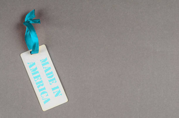 istock Phrase made in America on the sales tag. Minimalist composition. 1327390627