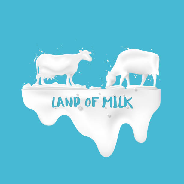 istock Abstract pour milk and with cows in the meadow. 1327391614