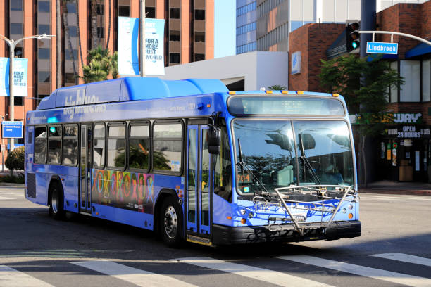 Los Angeles, California, USA - July 05, 2021: Big Blue Bus Route 8 towards UCLA.