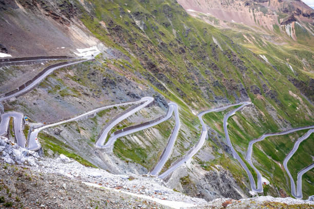 istock Stelvio mountain pass or Stilfser Joch scenic road view 1327393130