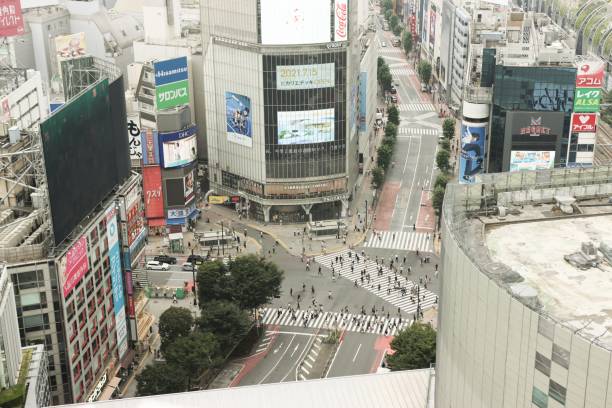istock Rooftop View of Shibuya Scramble Intersection 1327395159