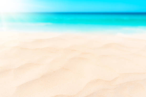 istock Copy space blur tropical beach with bokeh sun light wave on blue sky and white cloud abstract background. Summer vacation outdoor and travel holiday adventure concept. 1327395261