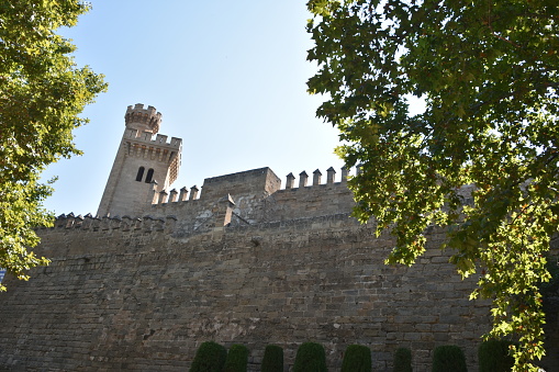Mallorca, Spain - August 29 2019: Cathedral of Santa Maria of Palma (La Seu) and Royal Palace of La Almudaina, Palma de Mallorca, Balearic islands, Spain