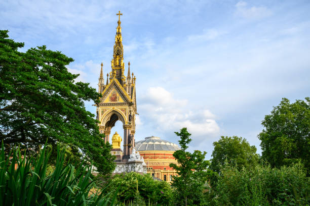 The Albert Memorial with the Albert Hall The Albert Memorial with the Albert Hall in London royal albert hall stock pictures, royalty-free photos & images