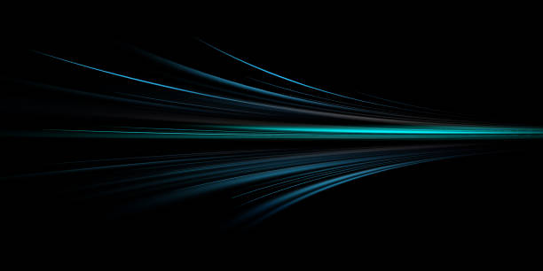 istock Abstract blue light trails in the dark, motion blur effect 1327406138