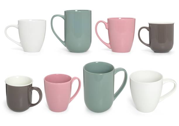 istock Set of colored ceramic glasses isolated on a white background. 1327412366