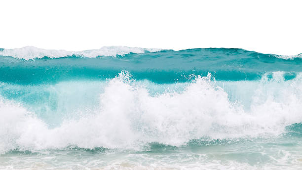 istock Powerful ocean blue waves with white foam isolated on a white background. 1327413760