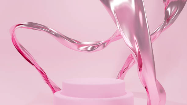 istock 3d background abstract pink silk fabric flying in studio room. 3D rendering illustration for product presentation, empty table, podium stand, stage show, pedestal winner. Creative ideas minimalism. 1327415006
