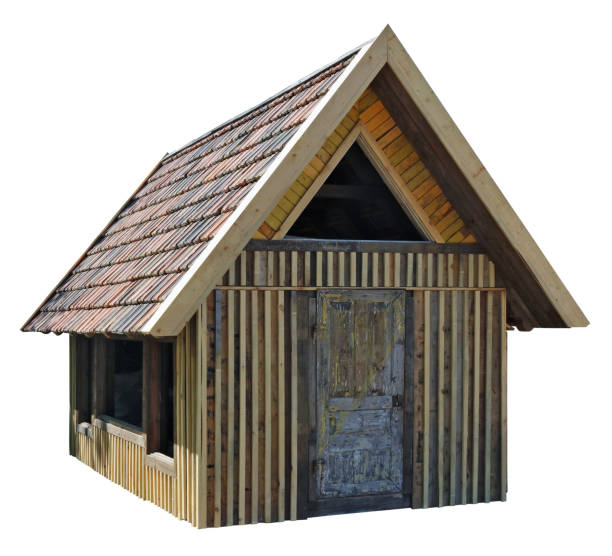 istock New handmade  village barn are made  from pine planks. Isolated 1327415023