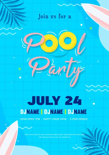 Vector illustration of Pool party invitation poster vector