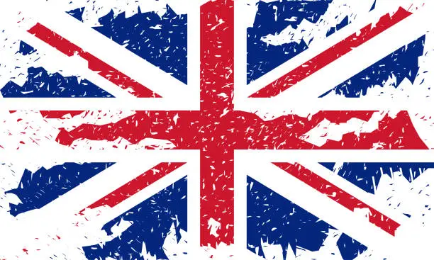Vector illustration of UK flag. Grunge British flag. Vector illustration.