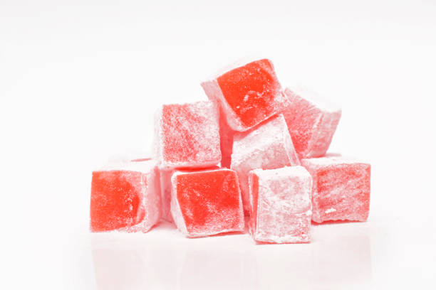 istock Turkish delight with rose flavor  on white background 1327416447