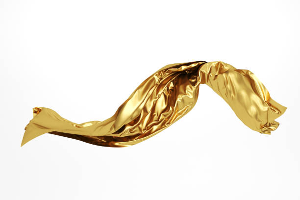 istock Abstract flying golden fabric. Wavy gold cloth. 1327418943