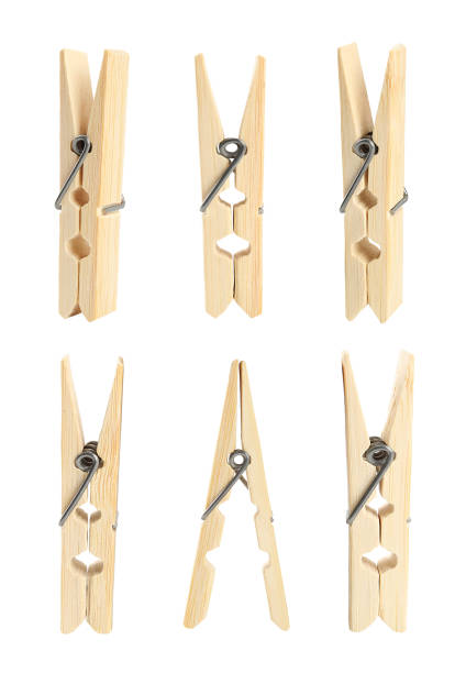 istock Set with wooden clothespins on white background 1327419076