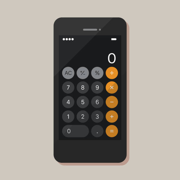 Calculator application on smartphone Calculator application on smartphone. Vector illustration calculator illustrations stock illustrations