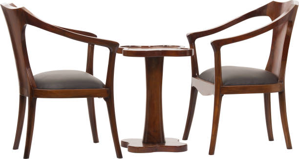 istock Outdoor wooden dining table with two stools 1327421548
