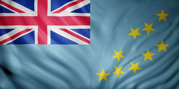 3d rendering of a detail of a silked Tuvalu flag