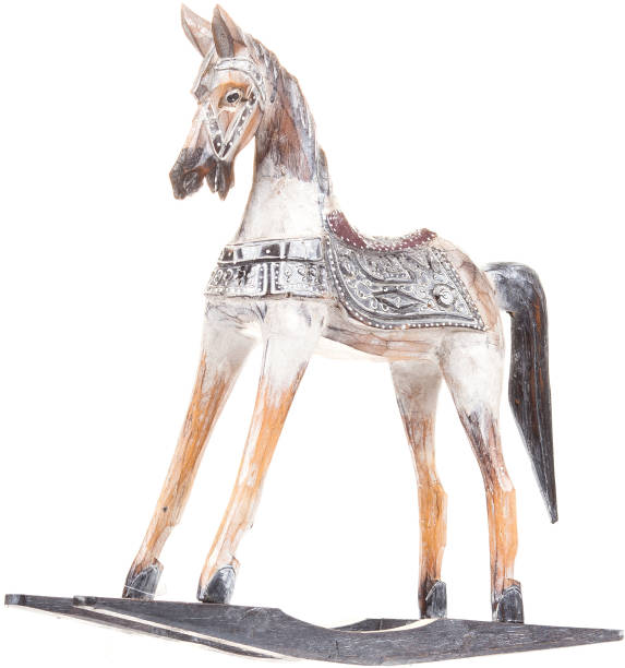 istock Vintage rocking horse isolated on white background 1327425631