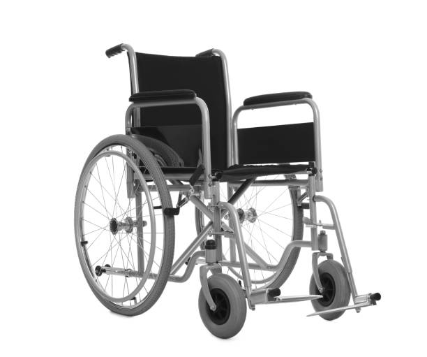 istock New modern empty wheelchair on white background 1327425681