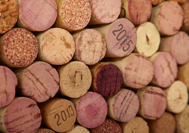 istock Close up background of used wine corks 1327425861
