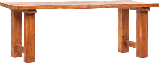 istock Wooden vintage table on white background 1327425863