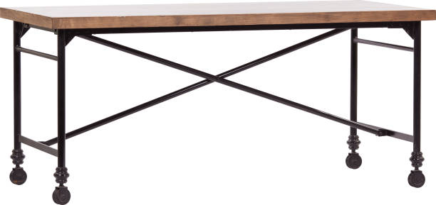 istock Wooden wheeled table isolated white background 1327425891
