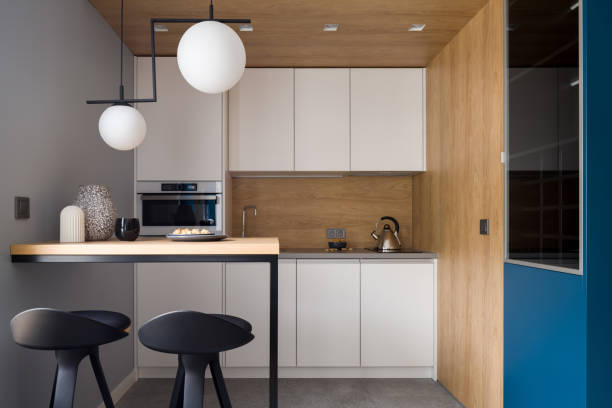 Stylish and modern kitchen with wood decor