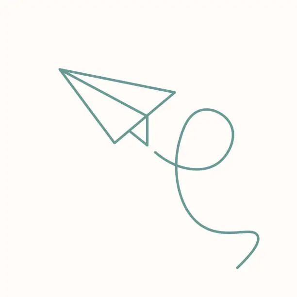 Vector illustration of Origami plane line icon.Editable Stroke