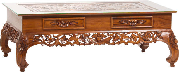 istock Luxury carved wooden classic table isolated on white 1327430869