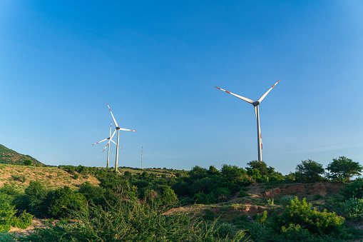 Wind turbines in Phan Rang, Ninh Thuan province, central Vietnam